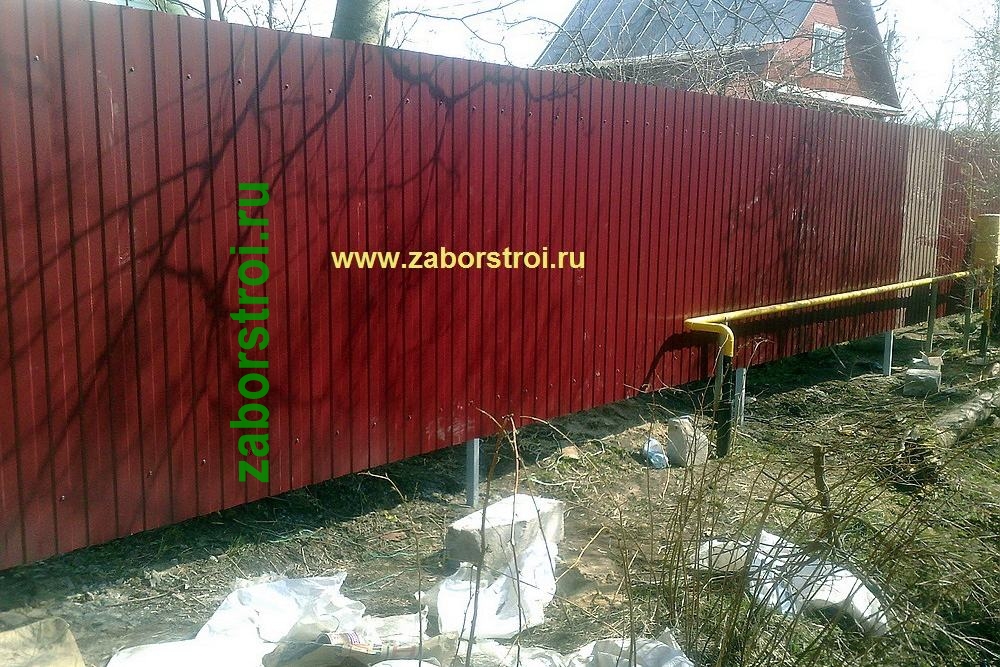Заборы из профнастила с воротами и калиткой под ключ 20 метров