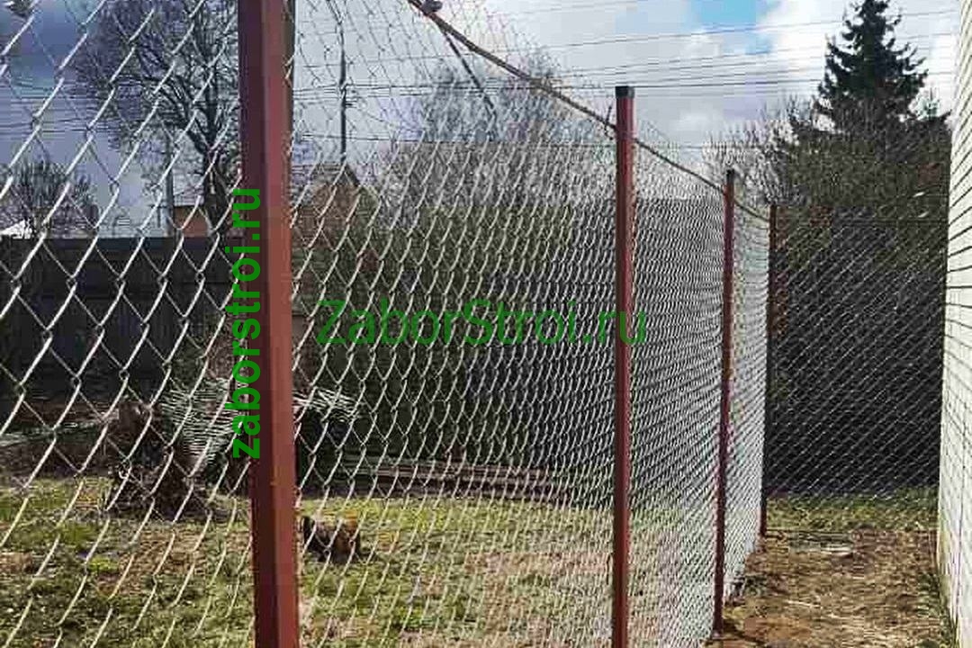 Заборы из сетки рабица в натяг с протяжкой арматуры под ключ с установкой 15 метров